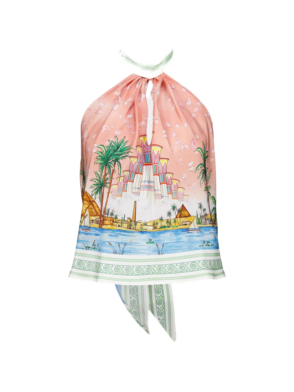 Casablanca graphic-print halterneck top - Rosa