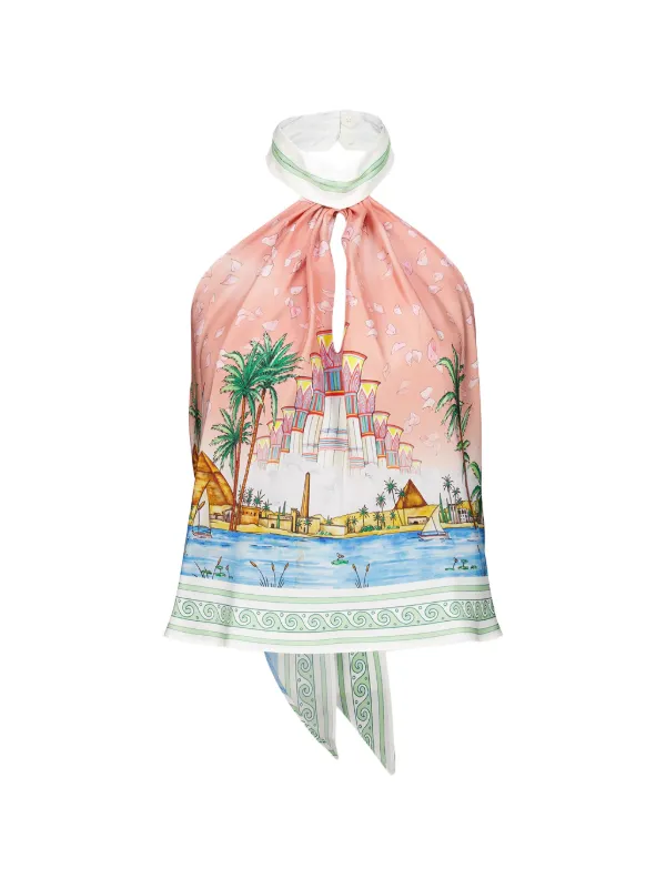 Casablanca Graphic-print Halterneck Top in Pink