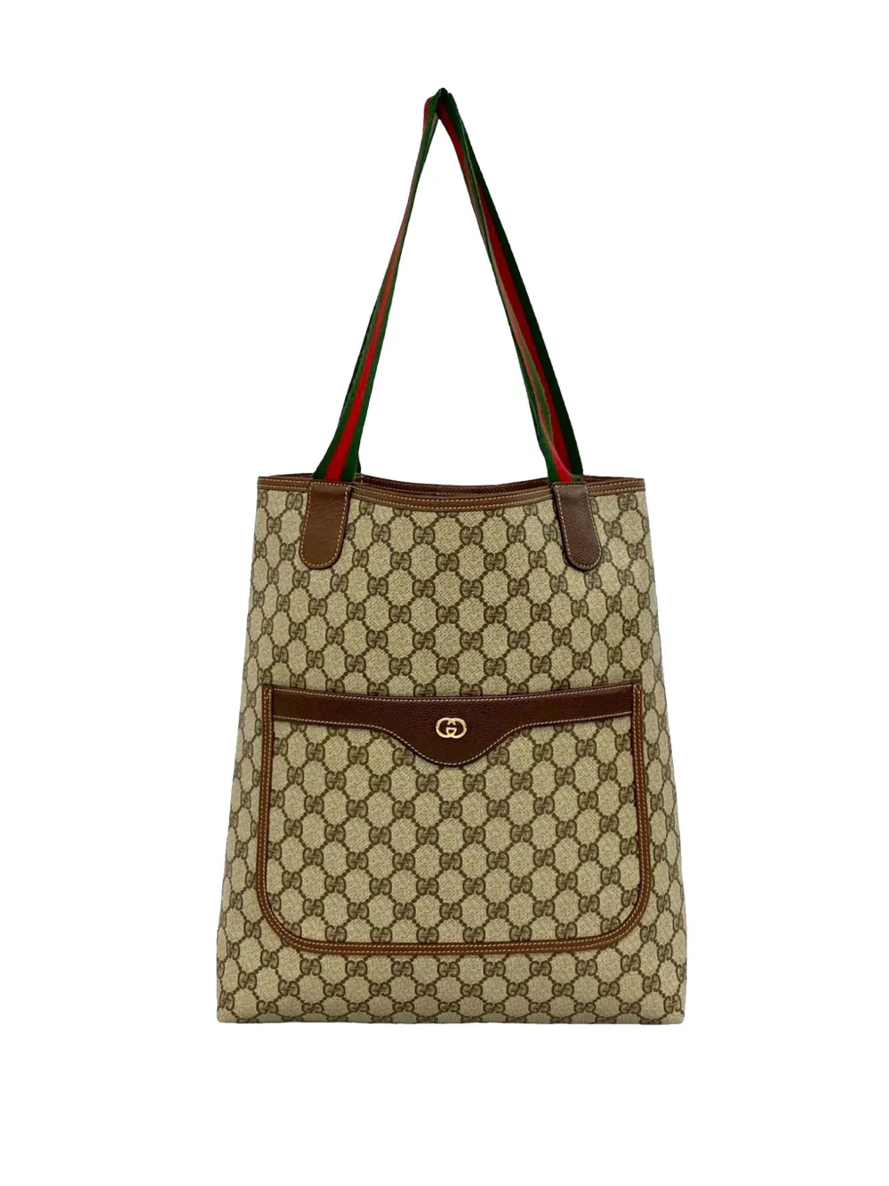 Gucci Pre-Owned Borsa tote in tessuto GG Supreme con decorazione Web XX secolo - Marrone