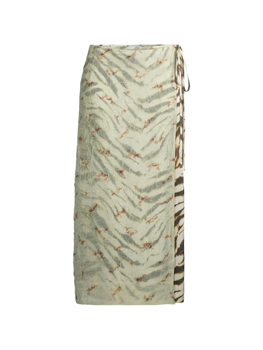 Ganni Mix-print Midi Skirt In Neutral
