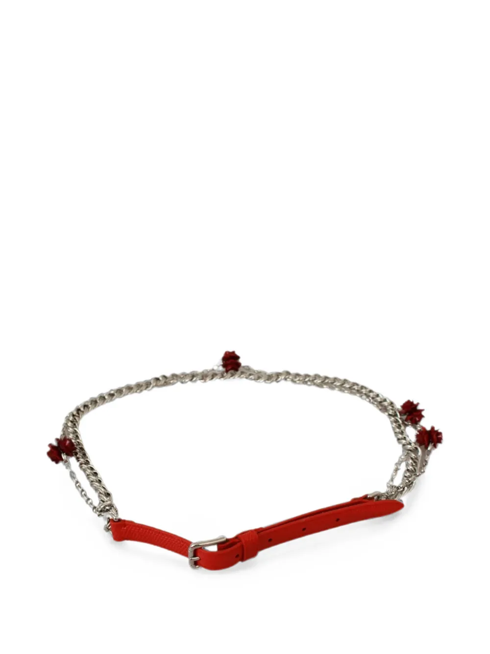 Dolce & Gabbana Canotta con decorazione floreale e catena - Argento