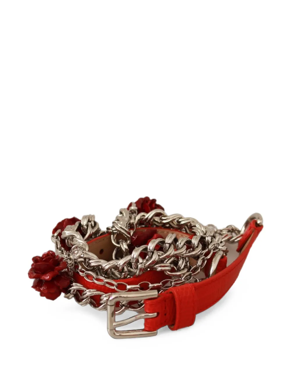 Dolce & Gabbana Kettengürtel mit Blumenverzierung - Silber