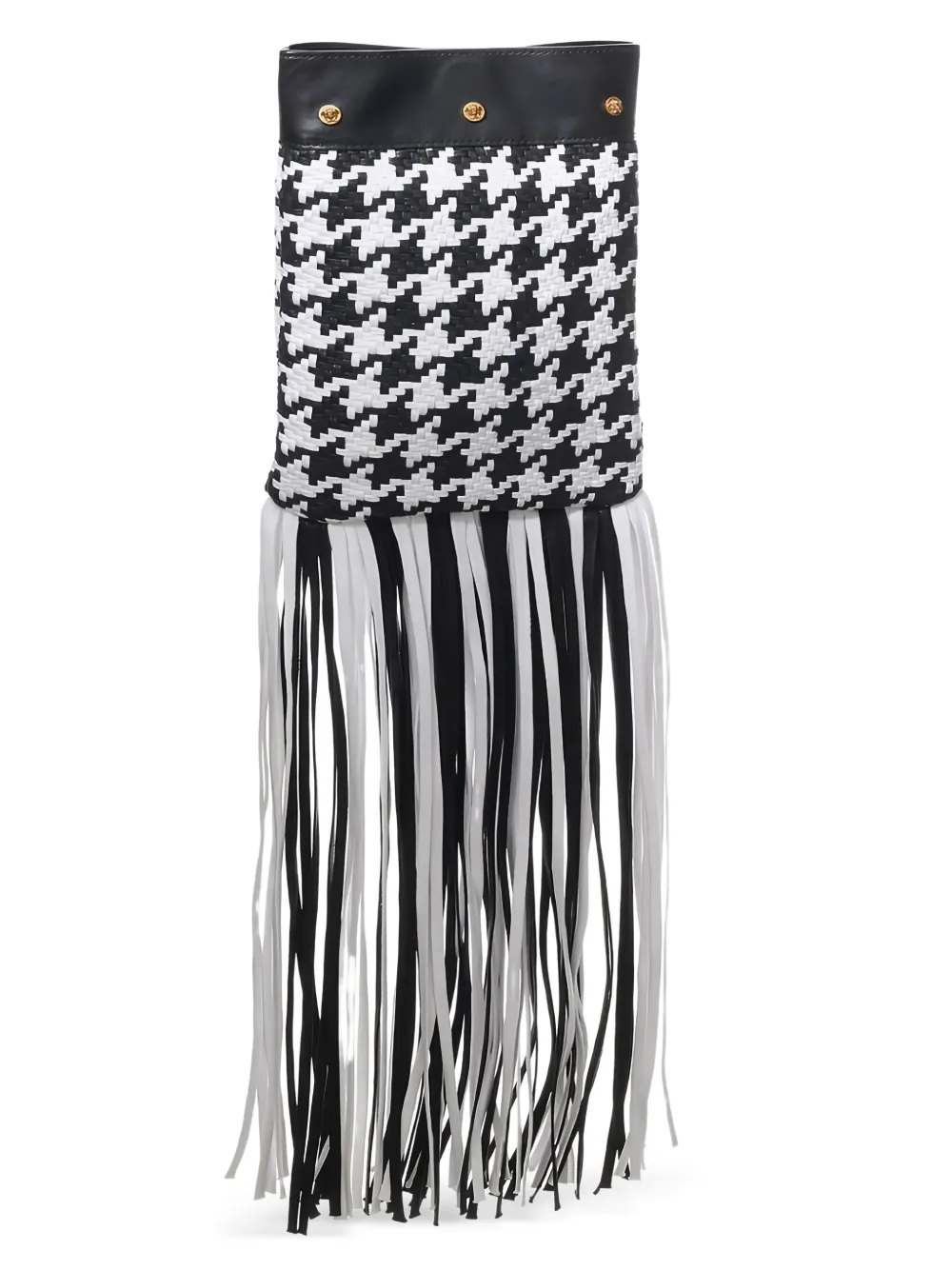 Versace Schoudertas met pied-de-poule print en franje Zwart