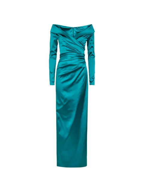 Talbot Runhof off-shoulder ruched-detailing maxi dress