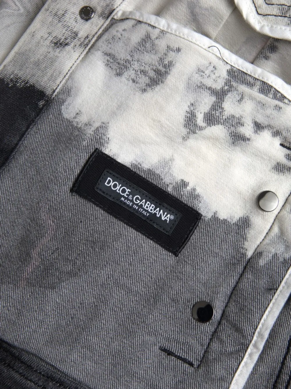 Dolce & Gabbana Denim jack met marmerprint Wit