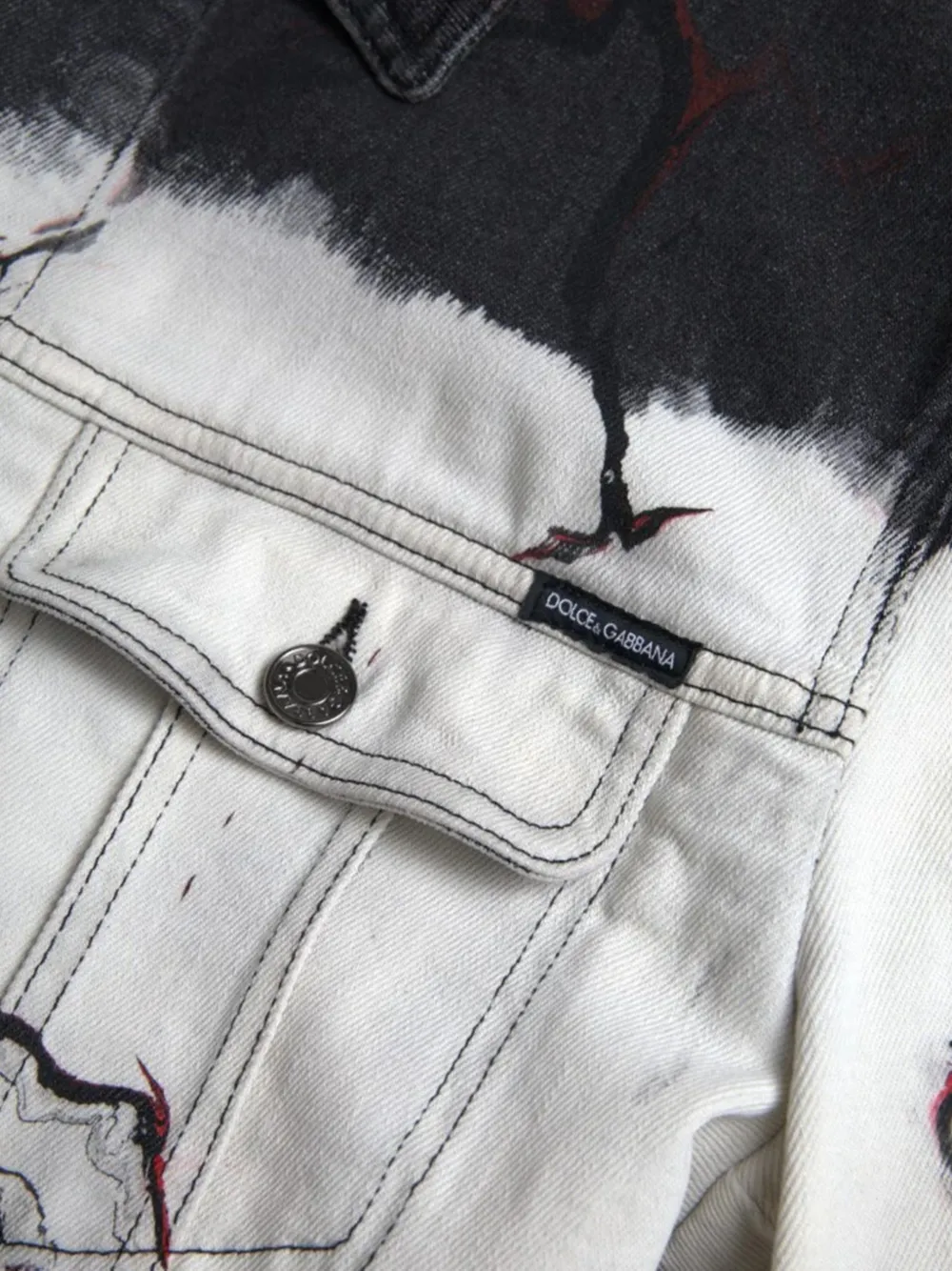 Dolce & Gabbana Denim jack met marmerprint Wit