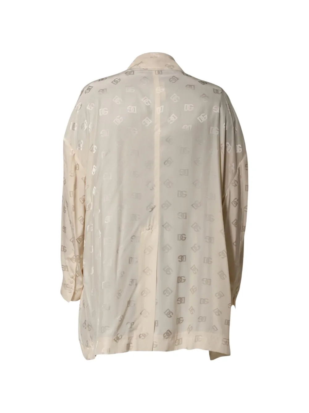 Dolce & Gabbana Blazer met dubbele rij knopen en monogram-print Beige