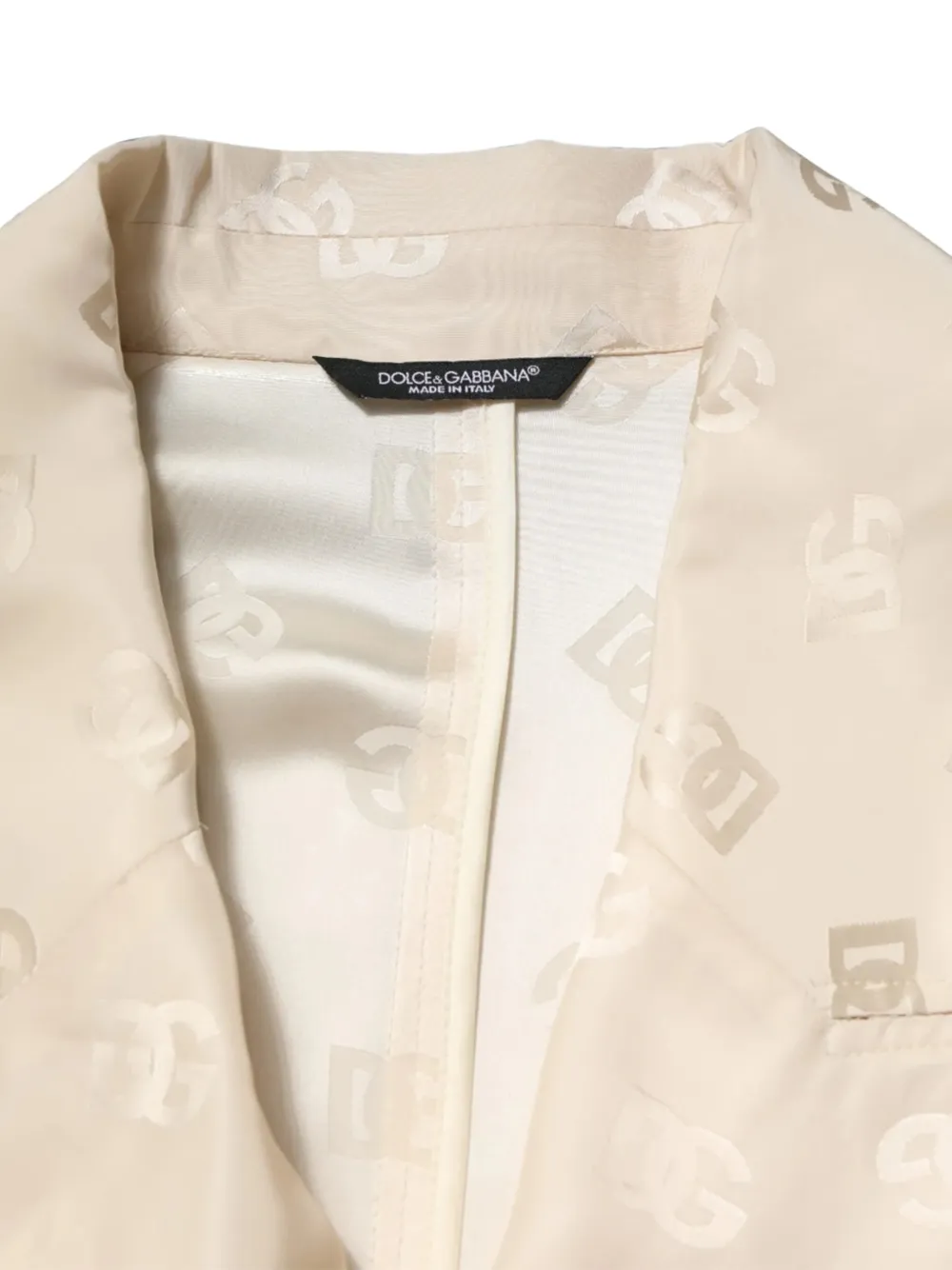 Dolce & Gabbana Blazer met dubbele rij knopen en monogram-print Beige