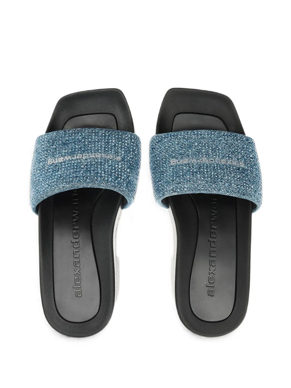 Alexander Wang crystal-embellished denim sandals Blauw