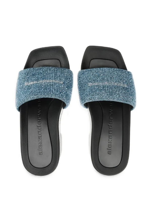 Alexander Wang crystal-embellished Denim Sandals | Blue | FARFETCH