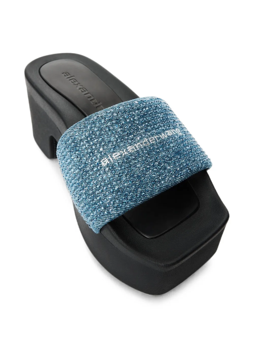 Alexander Wang crystal-embellished denim sandals Blauw