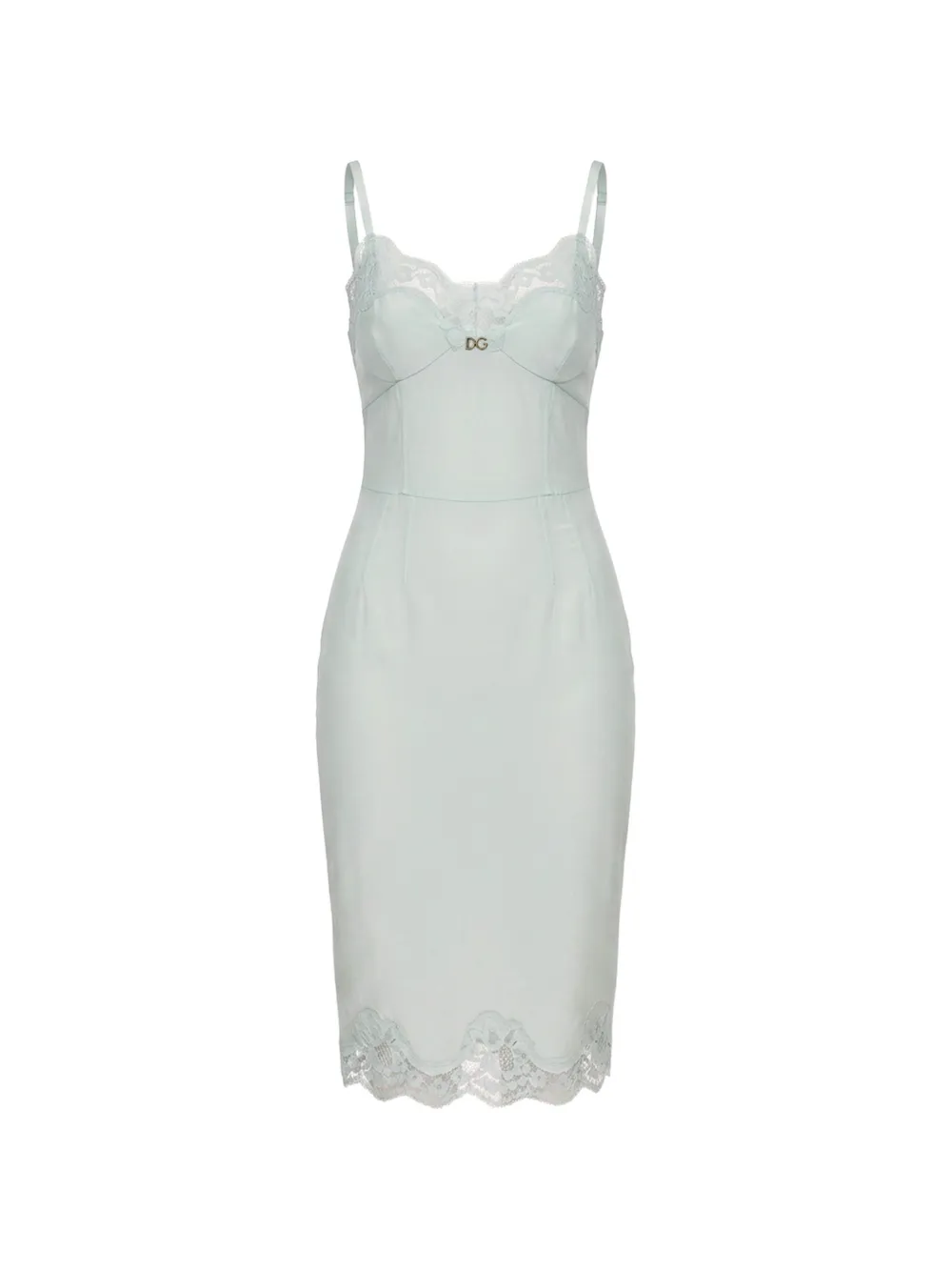 Dolce & Gabbana Abito midi con rifinitura in pizzo - Verde