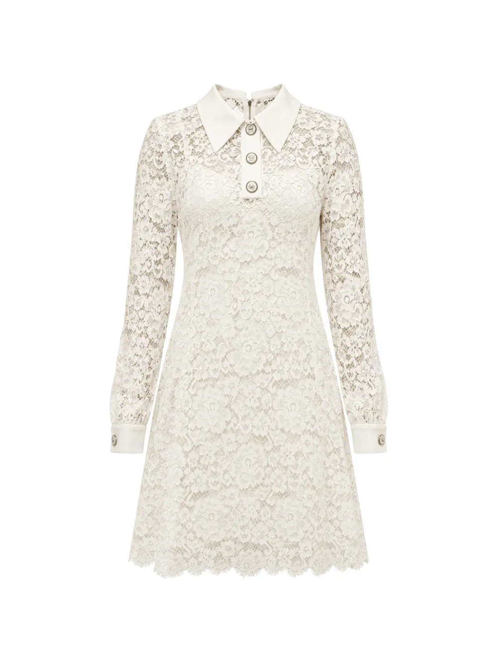 Dolce & Gabbana Abito corto in pizzo a fiori - Bianco