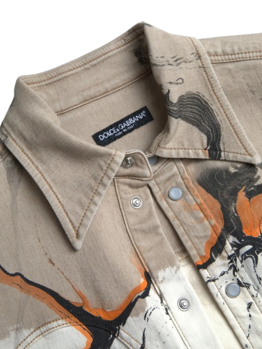 Dolce & Gabbana Denim overhemd met marmerprint Wit