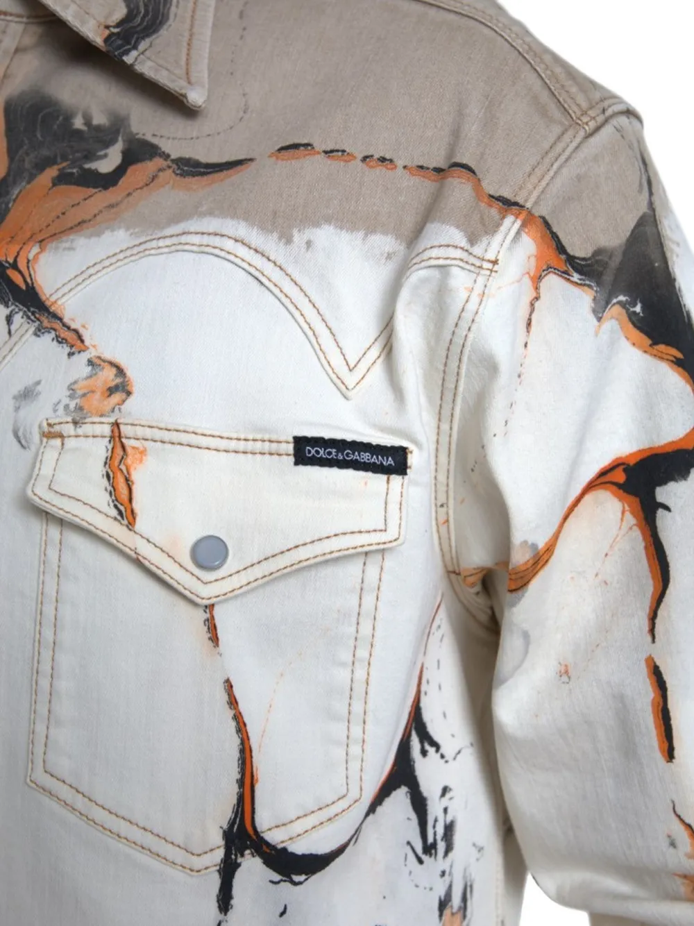 Dolce & Gabbana Denim overhemd met marmerprint Wit
