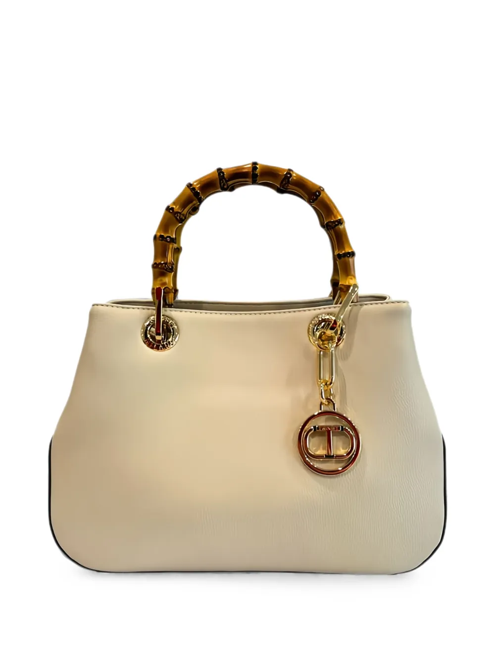 TWINSET bamboo-handle grained tote bag