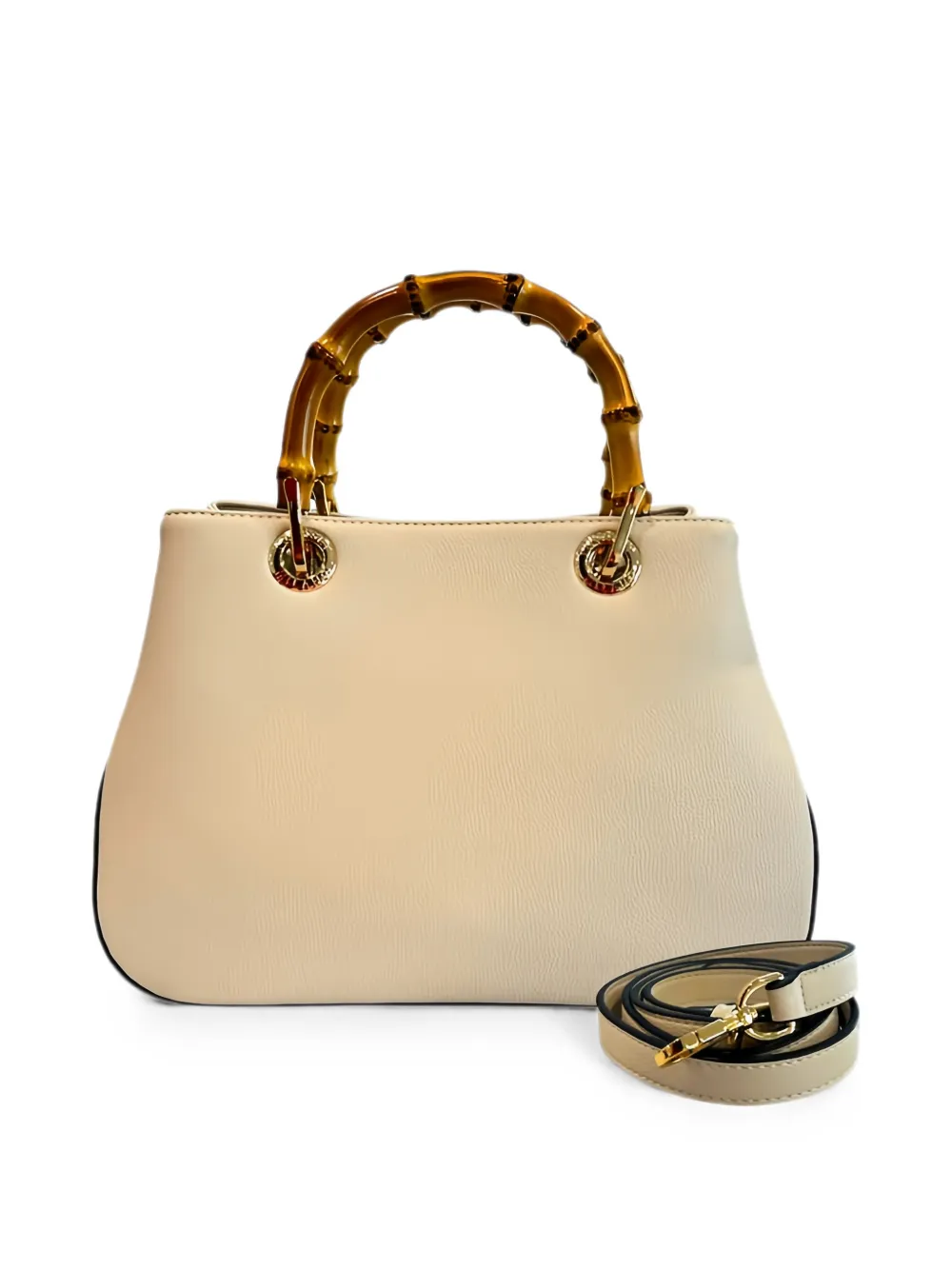 TWINSET Bewerkte shopper met bamboe handgreep Beige