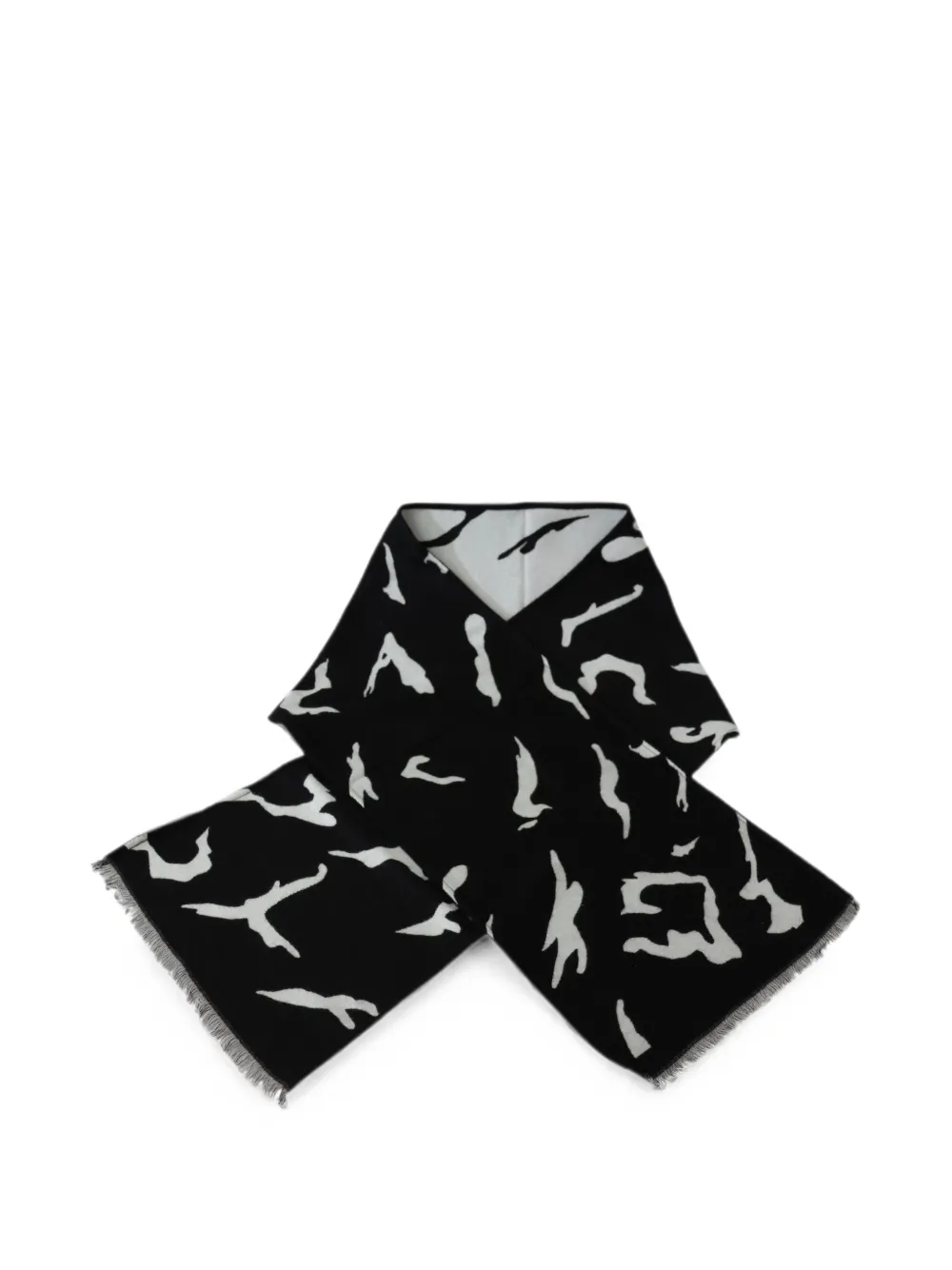 Givenchy Sjaal met abstracte print en franje Zwart