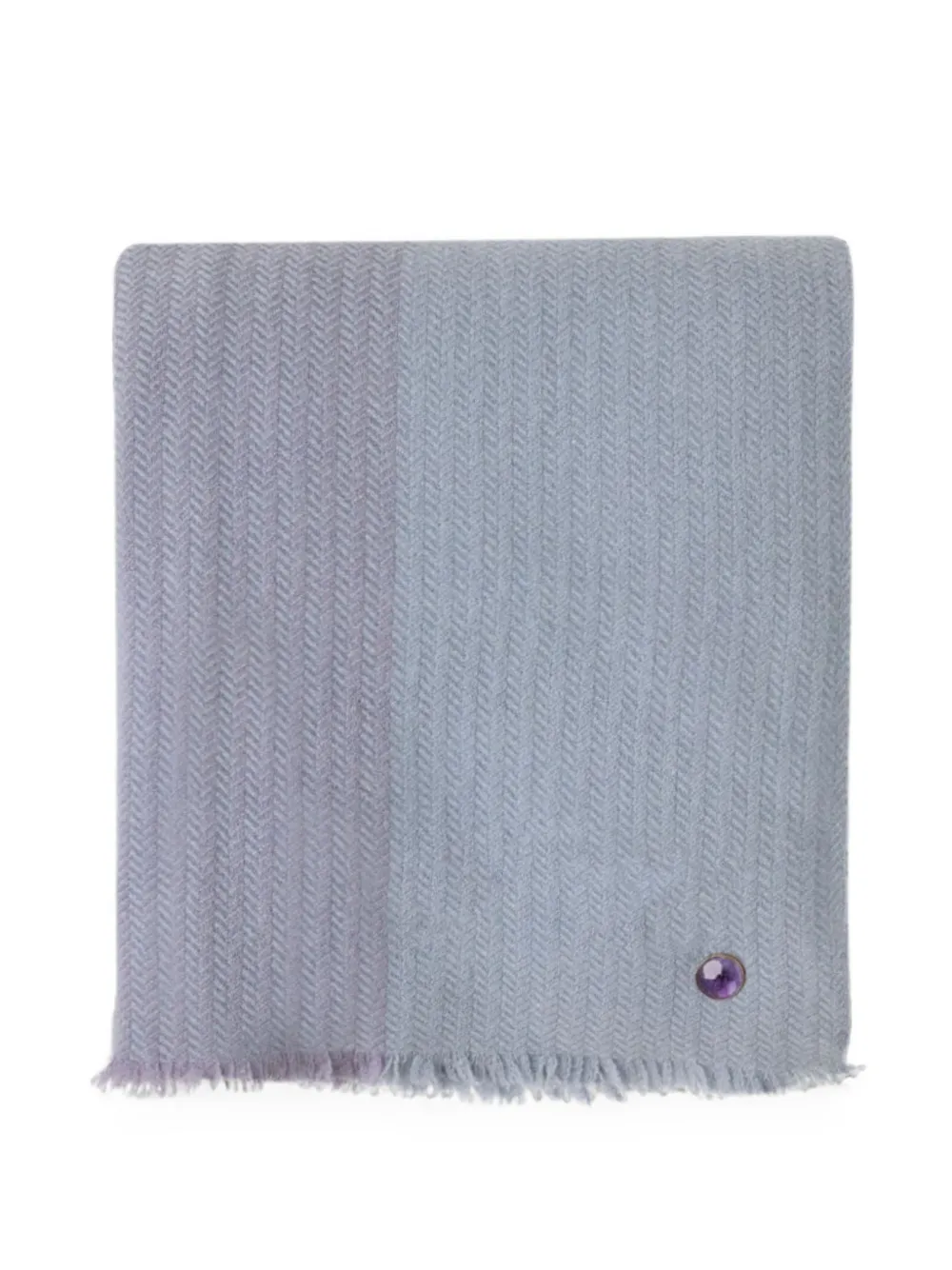 GOD'S TRUE CASHMERE Starlight herringbone-weave amethyst-embellishment frayed blanket - Blau