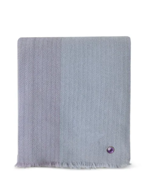 GOD'S TRUE CASHMERE Starlight herringbone-weave amethyst-embellishment frayed blanket