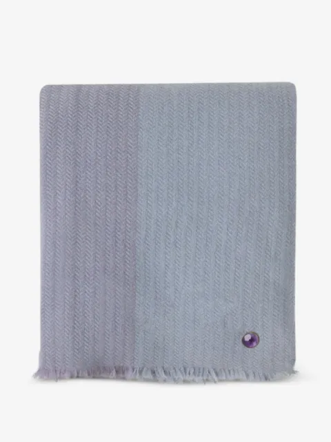 GOD'S TRUE CASHMERE Starlight herringbone-weave amethyst-embellishment frayed blanket