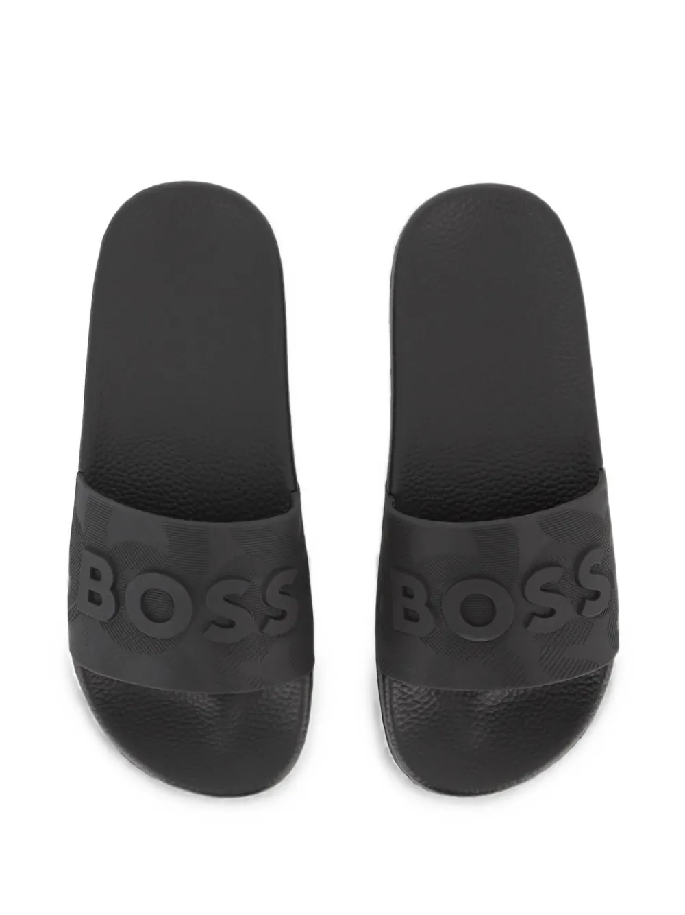 BOSS Kidswear logo-embossed sliders Zwart