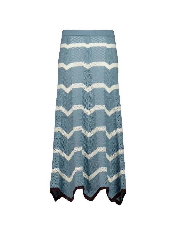 La DoubleJ Chevron Midi Skirt in Blue