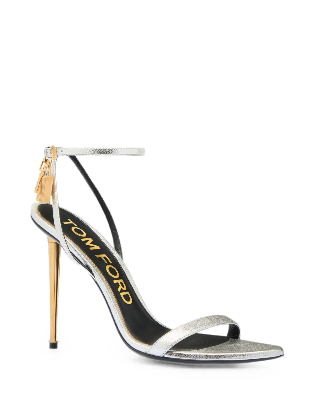 TOM FORD padlock-detail metallic sandals Zilver