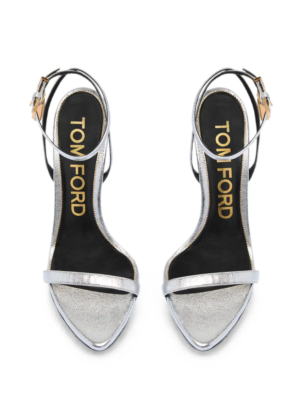 TOM FORD padlock-detail metallic sandals Zilver