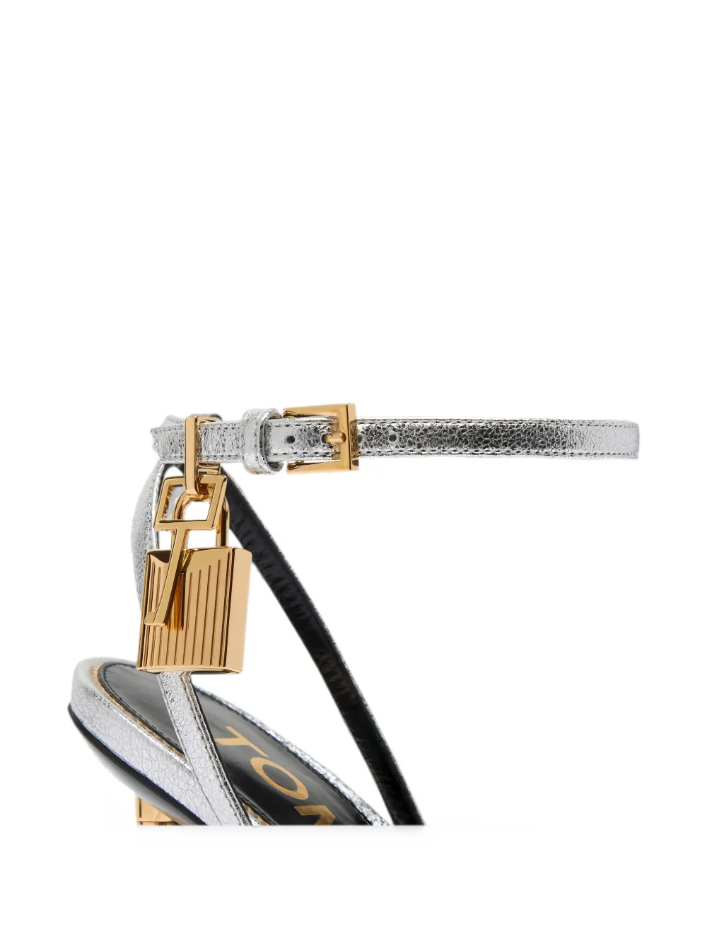 TOM FORD padlock-detail metallic sandals Zilver