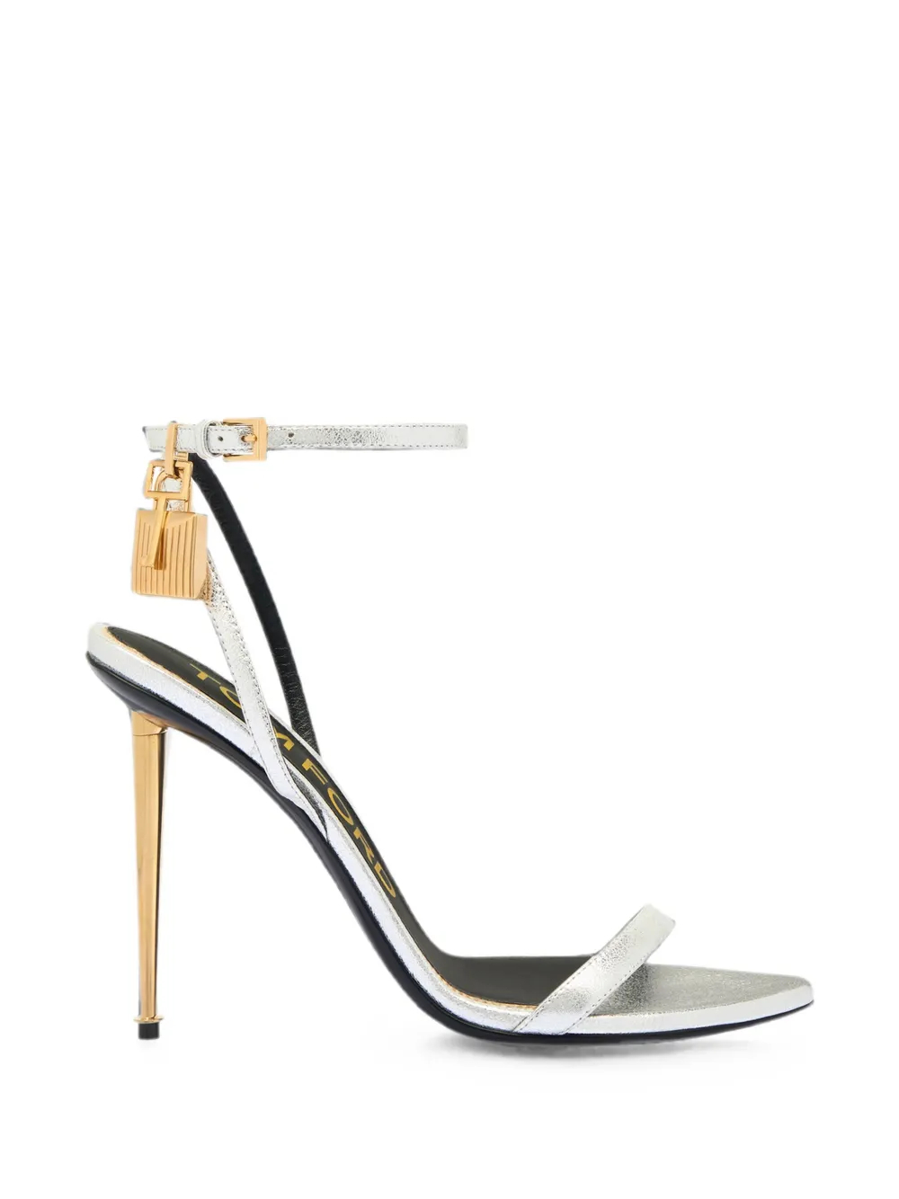 TOM FORD padlock-detail metallic sandals Zilver