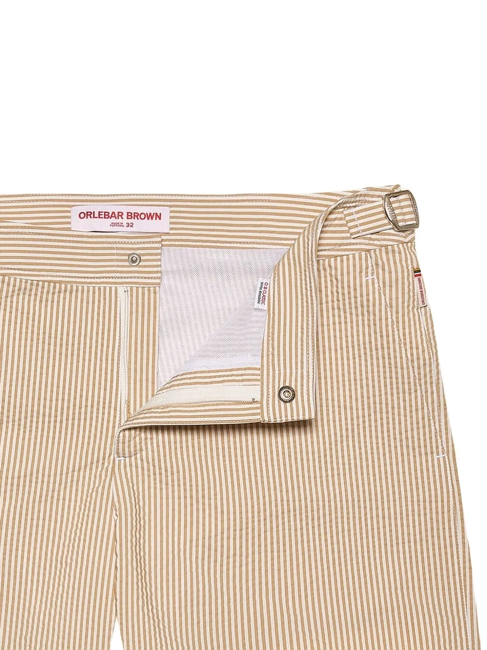 Orlebar Brown Bulldog zwembroek met seersucker-streep Beige