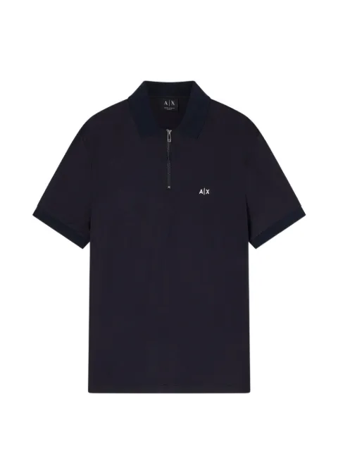 Armani Exchange logo-embroidered zip-up polo shirt