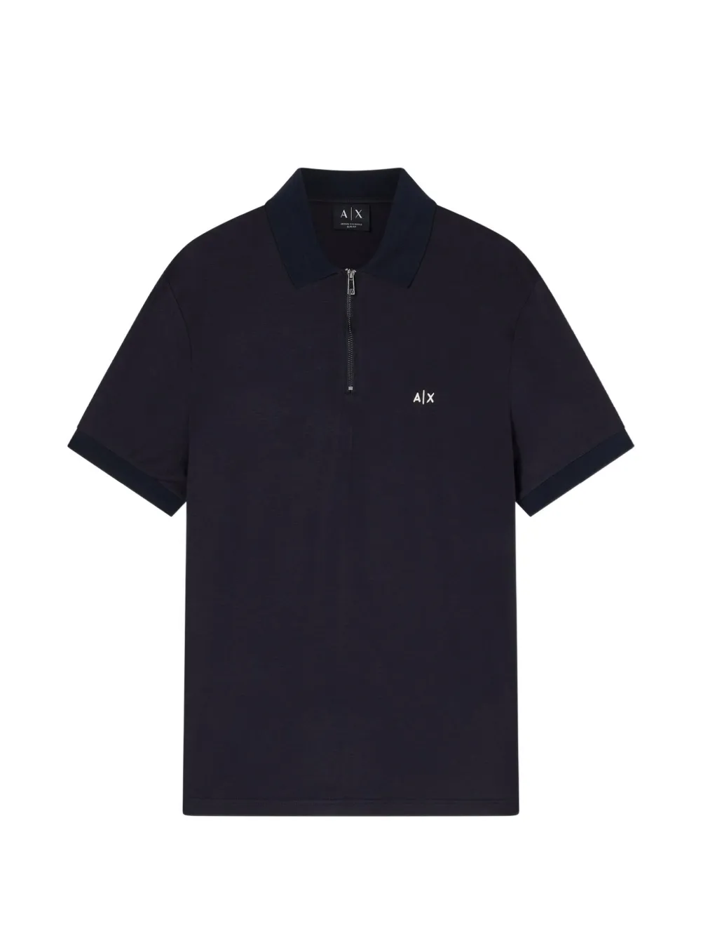 Armani Exchange logo-embroidered zip-up polo shirt - Blau