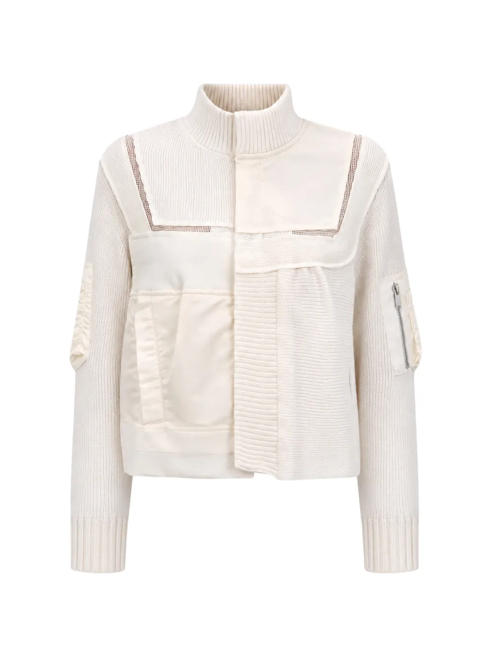 sacai panelled ribbed-knit sweater - Weiß