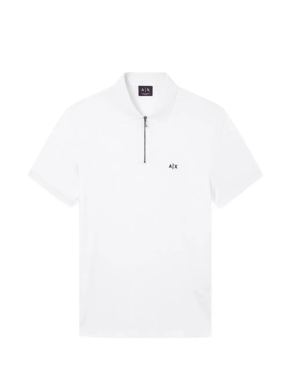 Armani Exchange logo-embroidered zip-fastening polo shirt | White | Image 1