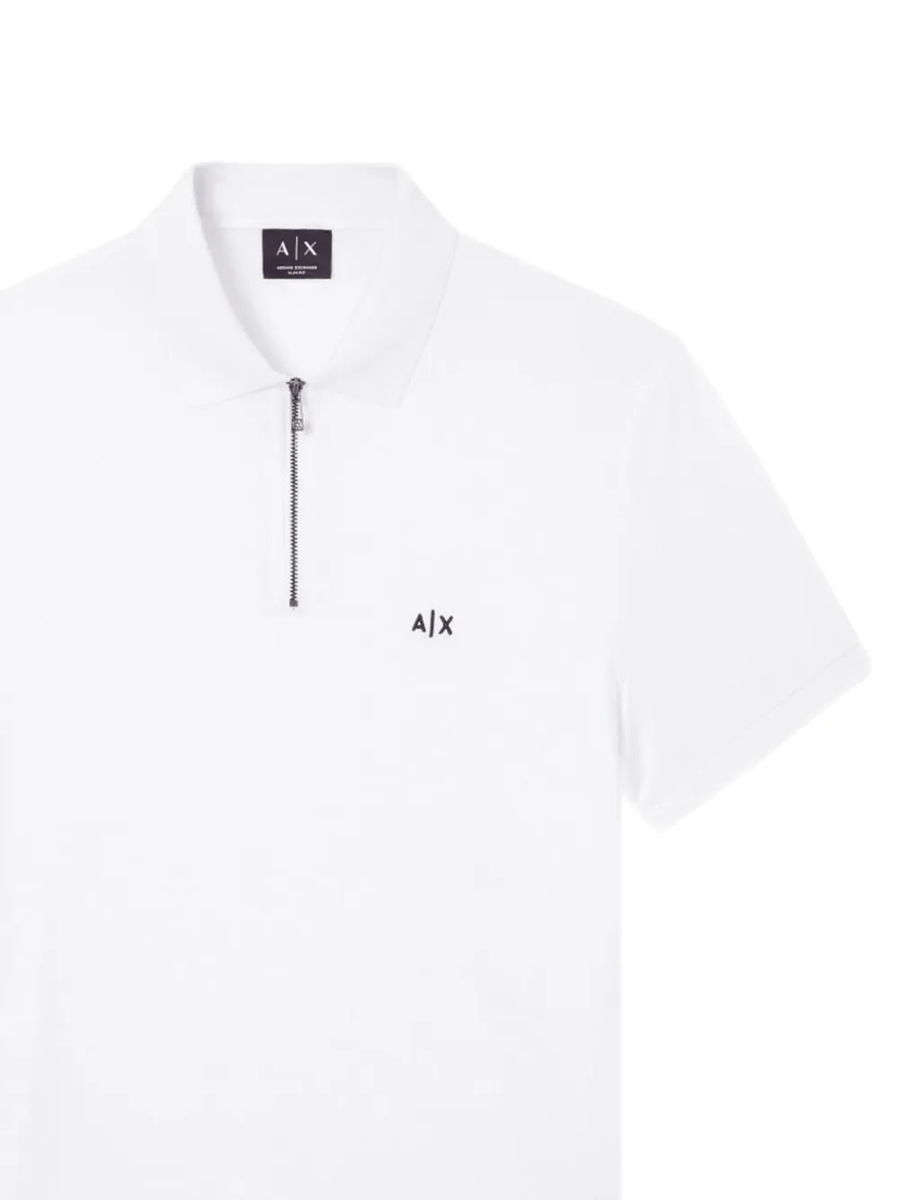 Armani Exchange Poloshirt met geborduurd logo en ritssluiting Wit