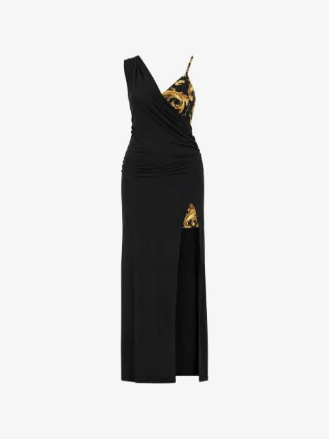 Versace Jeans Couture Baroque-print draped maxi dress