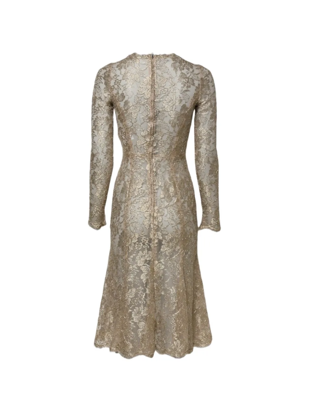 Dolce & Gabbana A-lijn midi-jurk met bloemenkant Goud