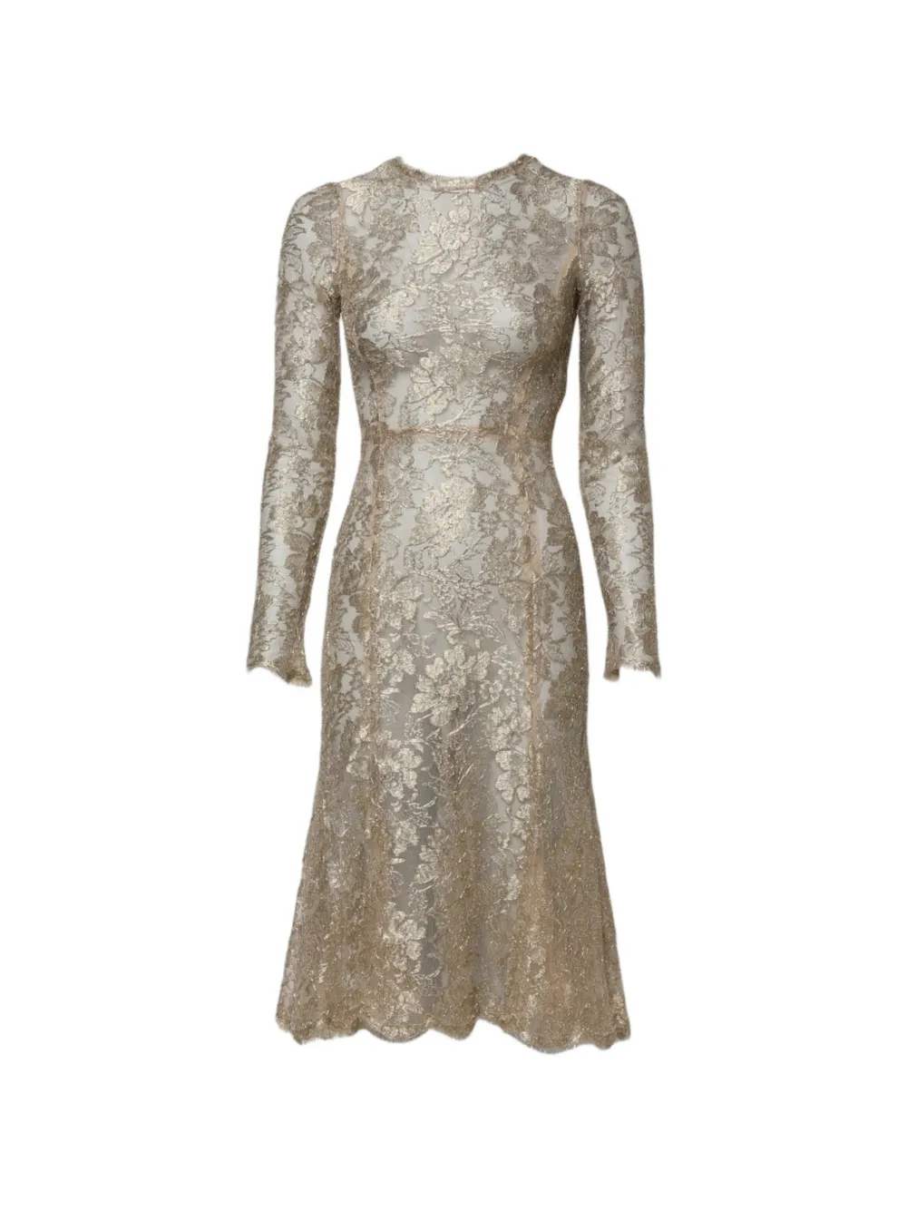 Dolce & Gabbana Abito midi in pizzo a fiori - Oro