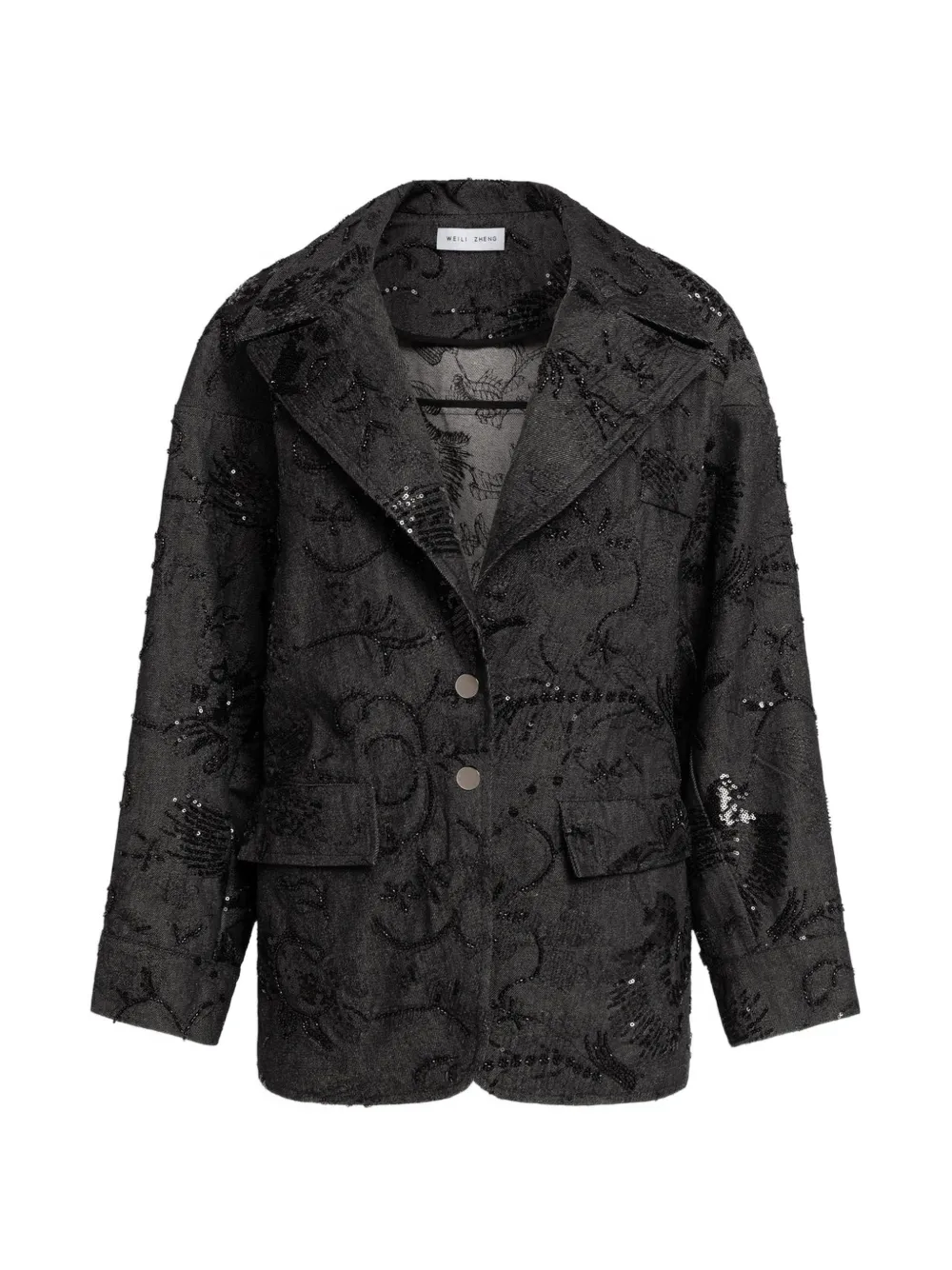 Weili Zheng Blazer denim con paillettes - Blu