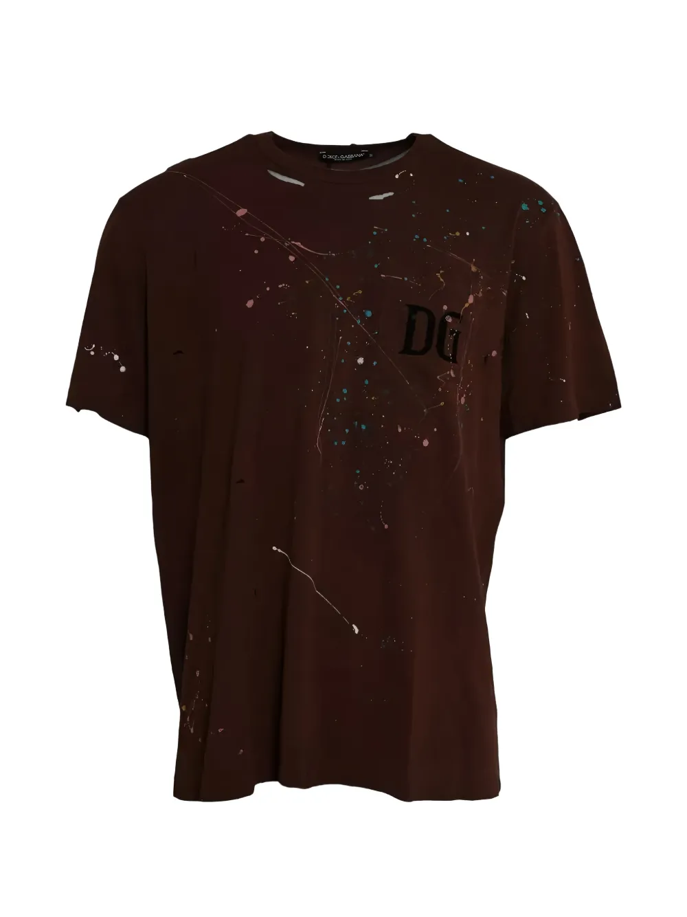Dolce & Gabbana T-shirt con stampa vernice - Marrone