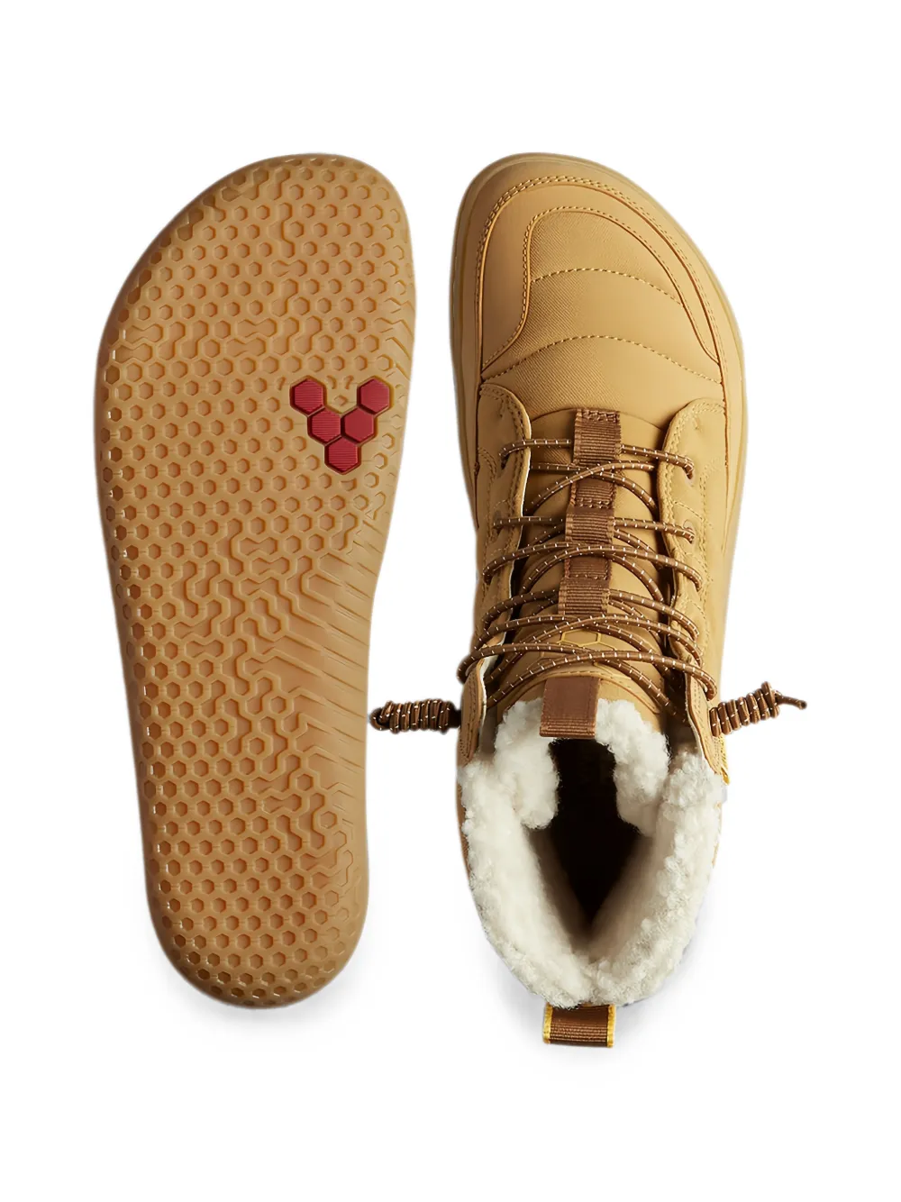 Vivobarefoot Gobi Hiber quilted shearling-trim boots Beige