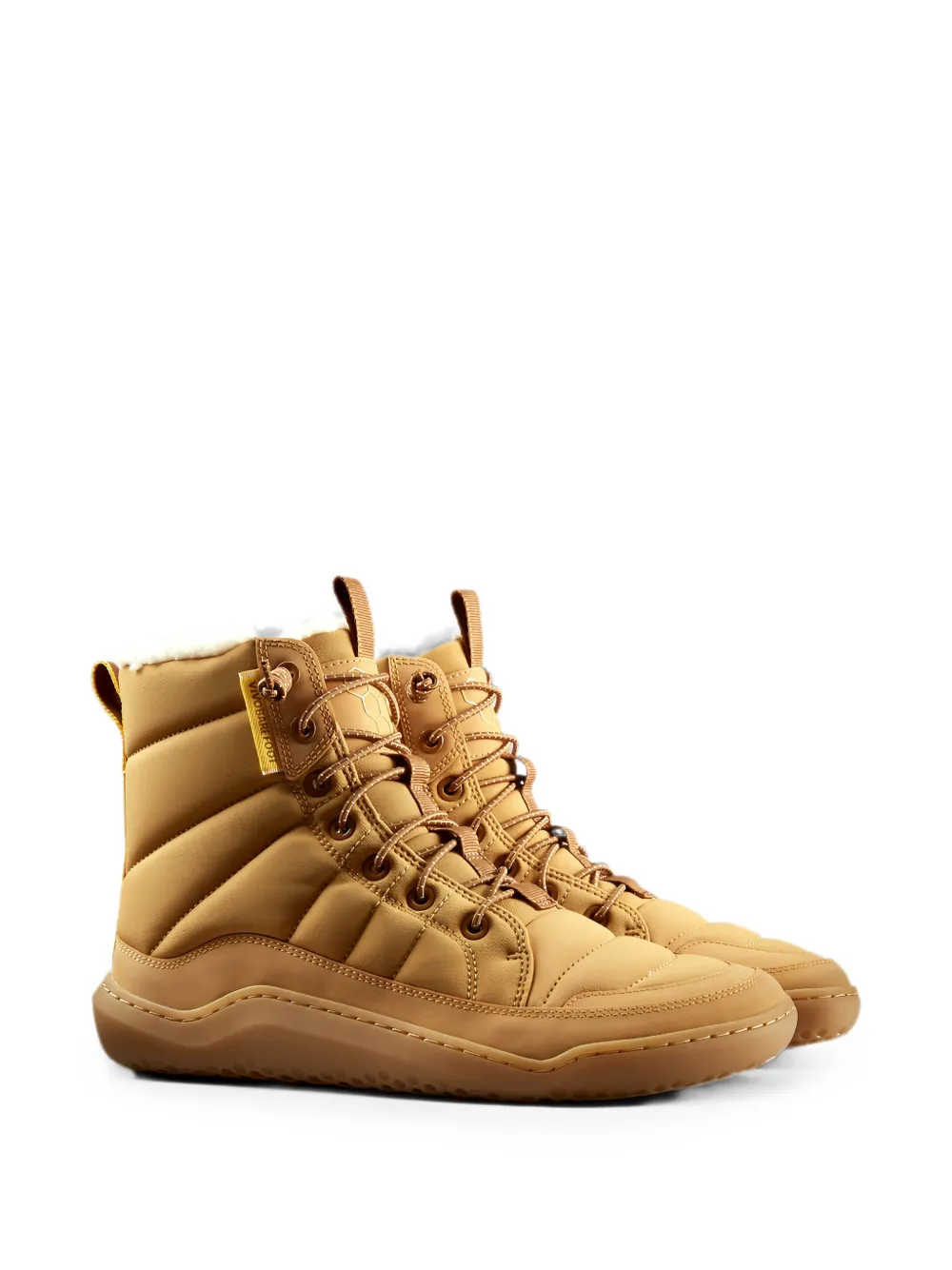 Vivobarefoot Gobi Hiber quilted shearling-trim boots Beige