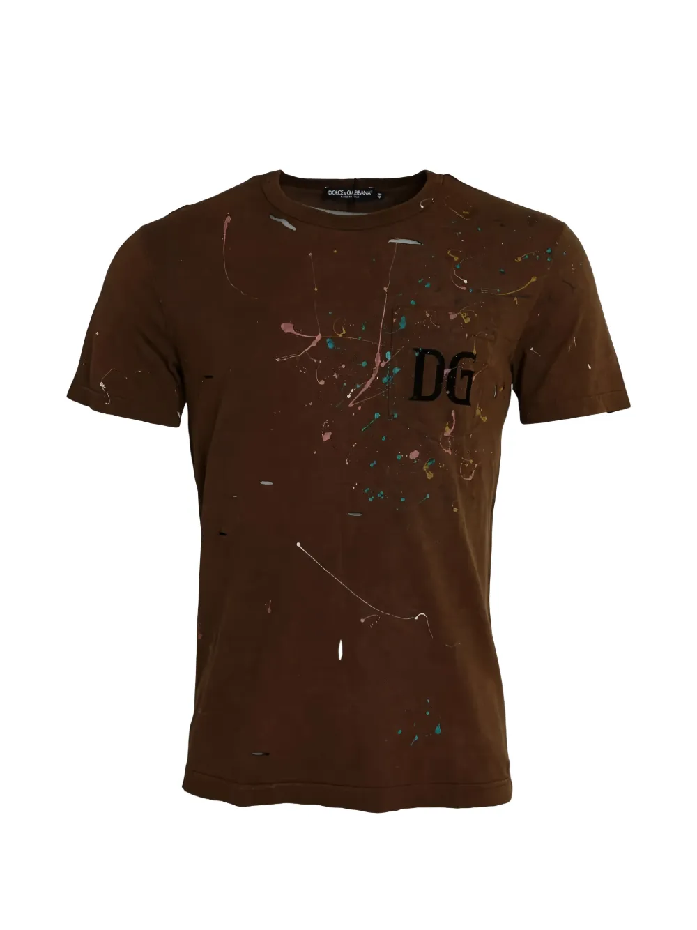 Dolce & Gabbana T-Shirt mit Farbklecks-Print - Braun