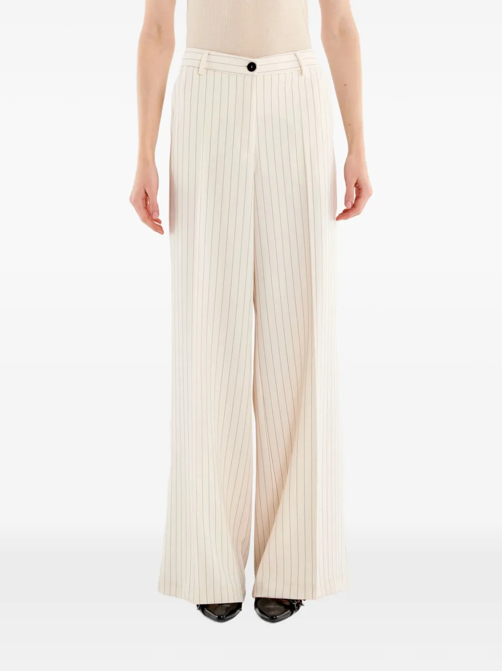 VICOLO Weite Hose mit Nadelstreifen - Nude