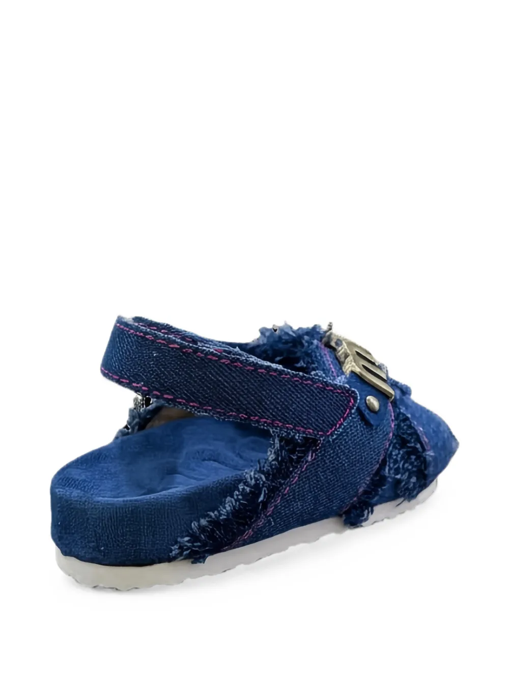 Mou Kids frayed-edges logo-plaque sandals Blauw
