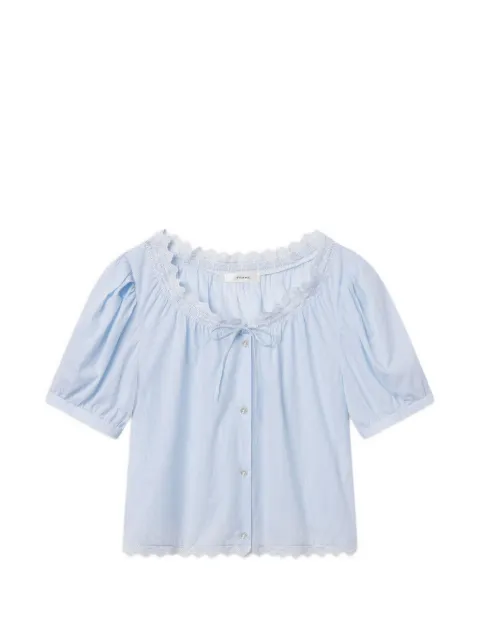 FRAME Serene lace-trim striped-pattern blouse