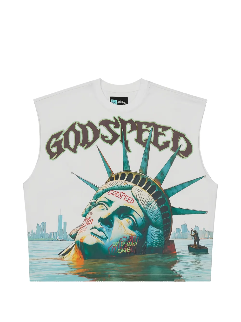GODSPEED Top smanicato con stampa - Bianco