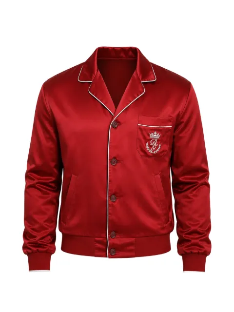 Dolce & Gabbana logo-embroidered silk bomber jacket